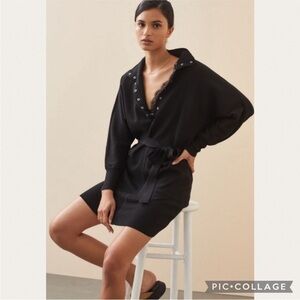 Anthropologie Daily Practice Polo Knit Mini Dress in Black